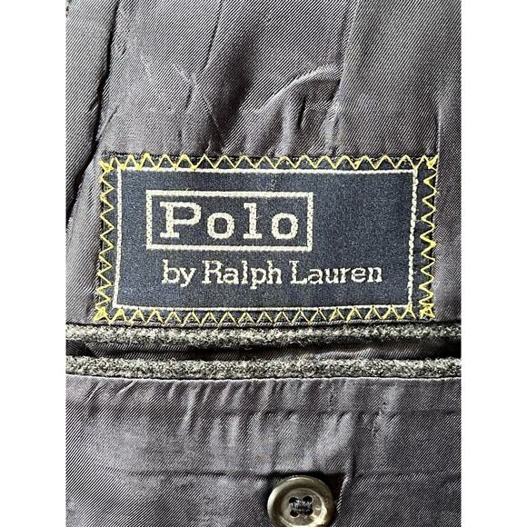 Vintage Polo Ralph Lauren 40R Gray Stripe Wide Lapel Flannel Blazer Sport Jacket - Picture 14 of 15